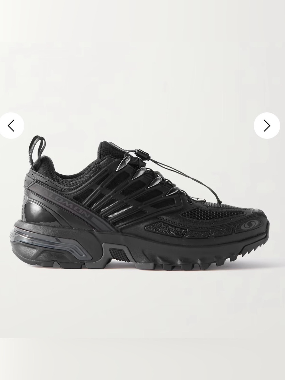 Salomon ACS PRO women’s 7.5 triple blk rubber trimmed mesh like new